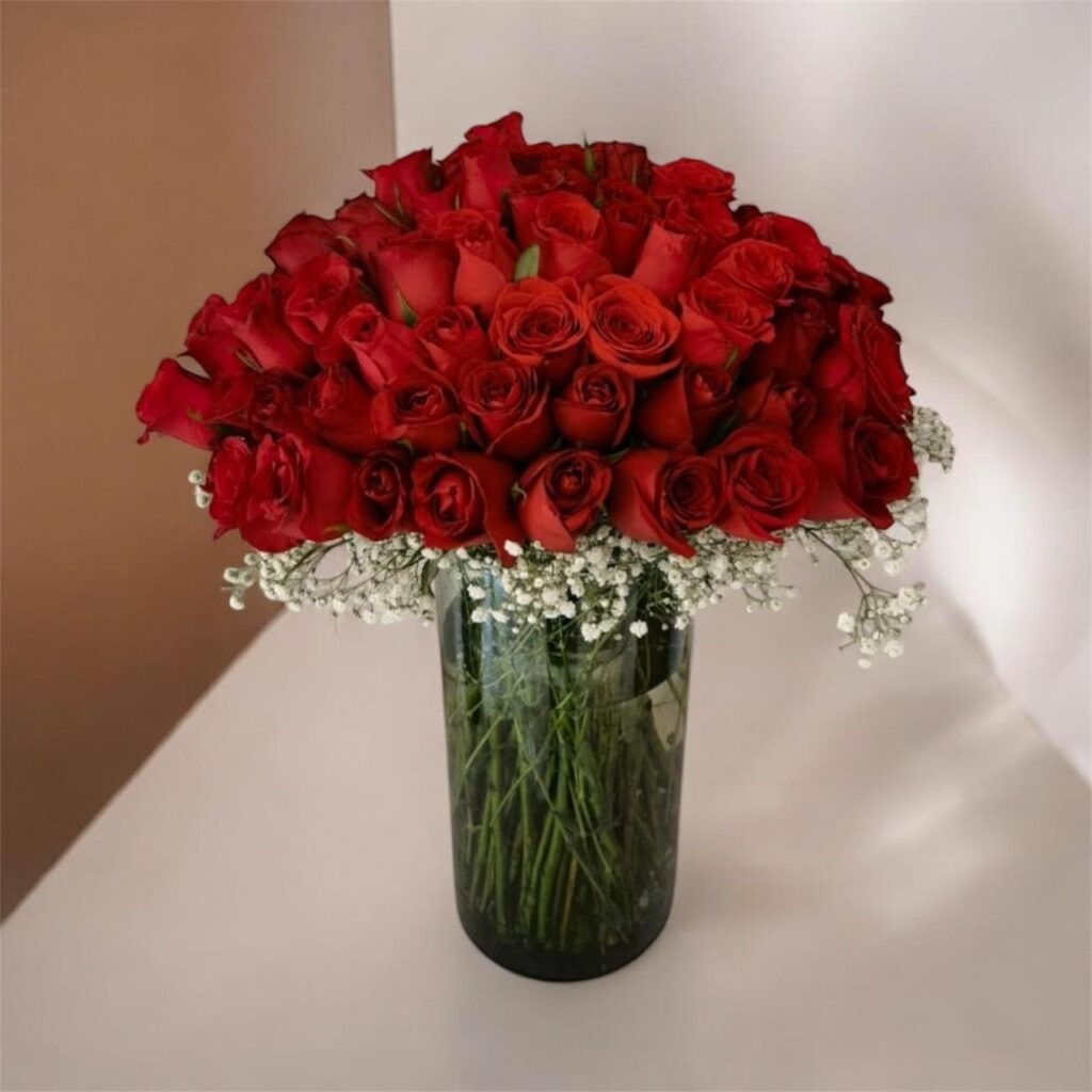150 rosas en jarron