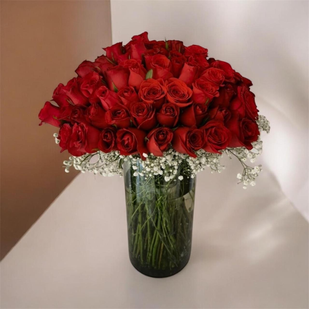 150 rosas en jarron