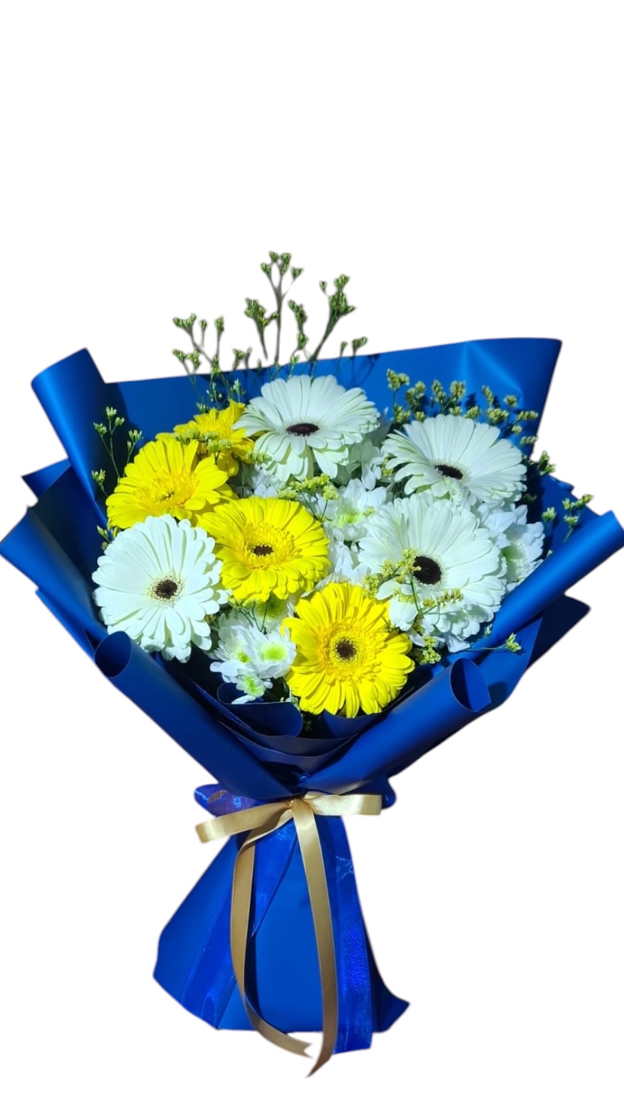 ramo de gerberas blancas y amarillas